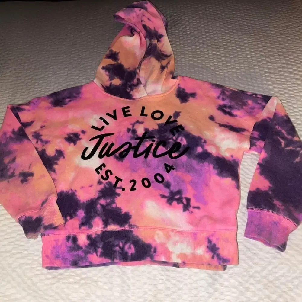 Justice Pink and Purple Tie Dye Kids Sweatshirt - Size XL